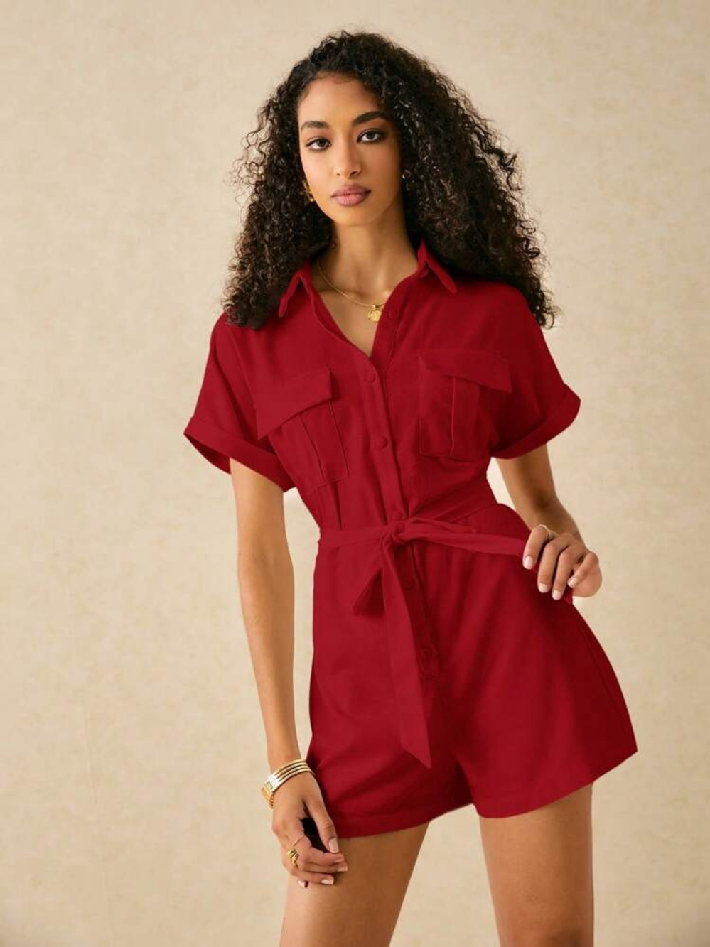 Anthropologie Linen Tied Waste Romper Shorts Jumpsuit EUC Size M